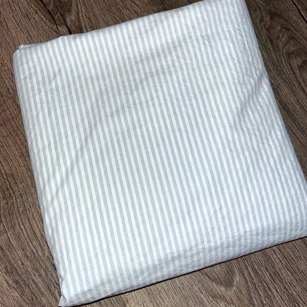 Brooklinen shower curtain pin stripes